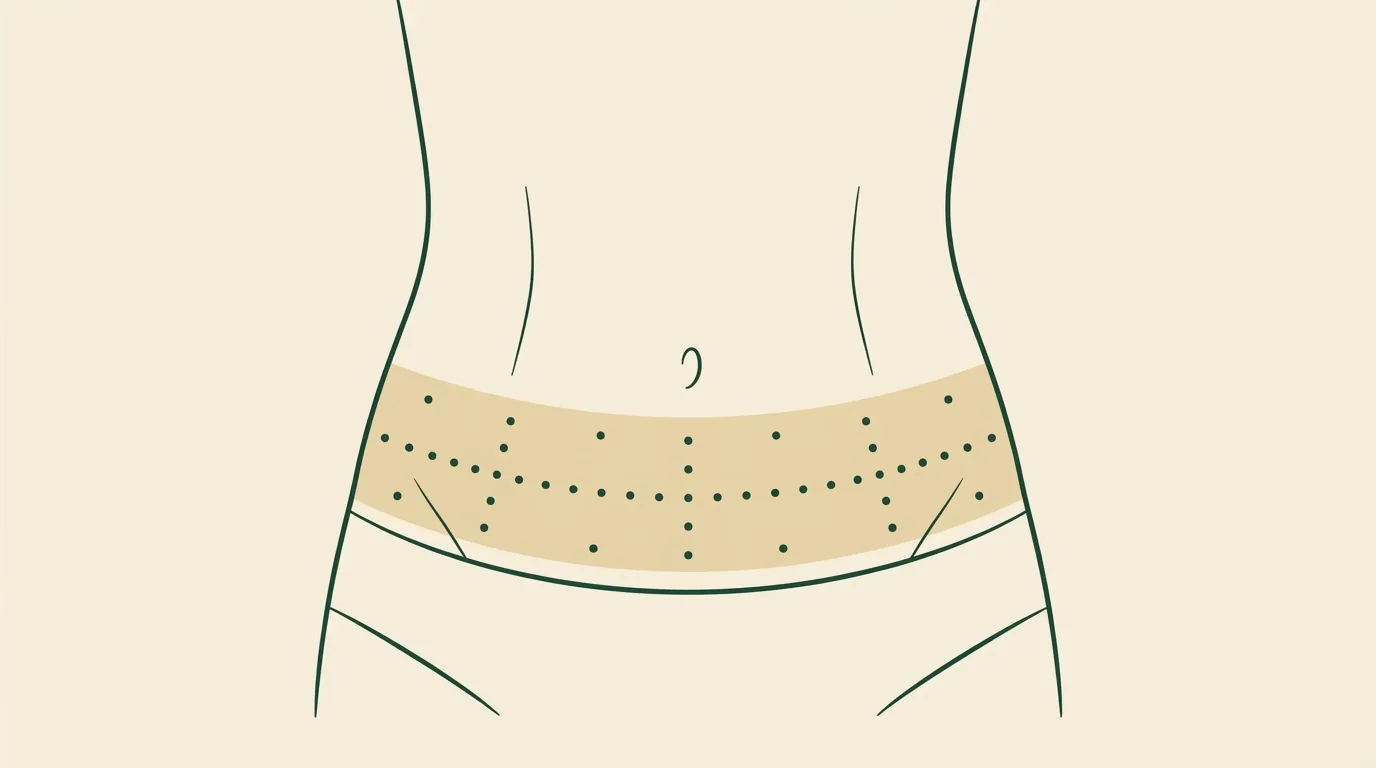 Stylized illustration of the lower abdomen injection site.
