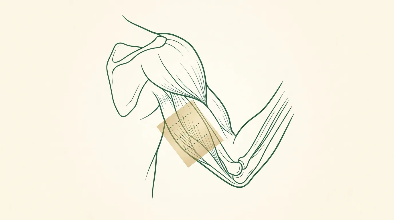 Stylized illustration of the triceps / back of upper arm injection site.